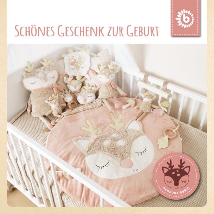 Bieco Kuscheltier Reh Ella mit Rassel | Baby Kuscheltier ab 0 Monate Stofftier Baby Plüschtier rentier – Bild 3